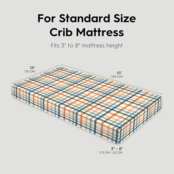 Horaldaily 2 Pack Fitted Crib Sheet for Boys Girls,Soft Breathable Washable Jersey Microfiber Baby Crib Sheet, Fits Standard Size Crib Mattress 28in x 52in, Animals Stripe Nursery Sheet Green/Orange