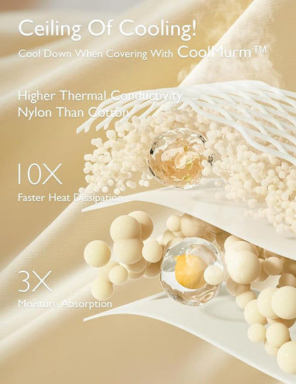Momcozy Life CoolMurm Cooling Comforter for Hot Sleepers, King/Cali King 106"x90" Pregnancy Cooling Blanket, All-Season Lightweight Soft Breathable Cooling Quilt Duvet Stay Cool All Night Beige Yellow
