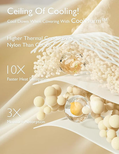 Momcozy Life CoolMurm Cooling Comforter for Hot Sleepers, Twin/Twin XL 68" x90” Pregnancy Cooling Blanket, All-Season Lightweight Soft Breathable Cooling Quilt Duvet, Stay Cool All Night Beige Yellow