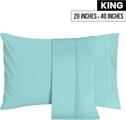 Utopia Bedding King Pillow Cases - 2 Pack - Envelope Closure - Soft Brushed Microfiber Fabric - Shrinkage and Fade Resistant Pillow Covers 20 X 40 Inches (King, Spa Blue)
