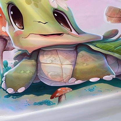 AILONEN Kawaii Sea Turtle Shower Curtain,Tie Die Ocean Animal Themed Bath Curtain Cloth Fabric Bathroom 72" W*96" H Inch,12 Pack Hooks for Kids,Sea Animal with Mushroom Bathroom Curtain