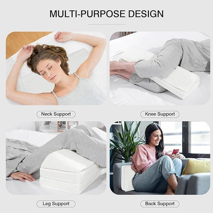 BALAPET 3-in-1 Adjustable Height Wedge Pillow, 7" Height Leg Knee Pillow for Side Sleepers & Aligns Spine, Supportive Bolster Pillow for Pregnancy Relieves Pressure Hip Leg Elevation, 22", White