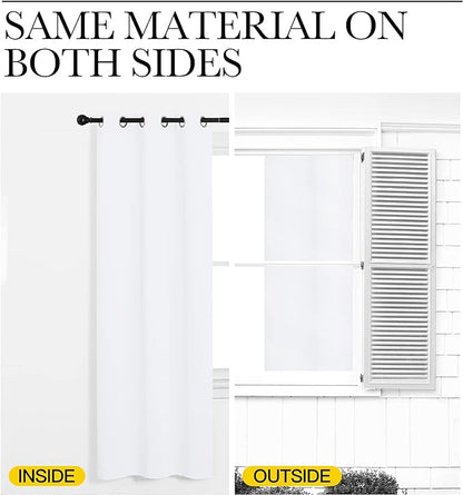 NICETOWN White Window Curtain Panels 48 inch Length, 50% Light Blocking Curtains for Bedroom & Dining Room Window (Set of 2, 42 inches x 48 inches)