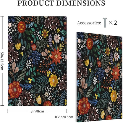 Vintage Colorful Flower Boho Floral Rustic Dark Leaves 1 Gang Light Switch Covers No Device Wall Plate Decorative Blank Switchplate Electrical Faceplate for Farmhouse Country Bedroom Decor