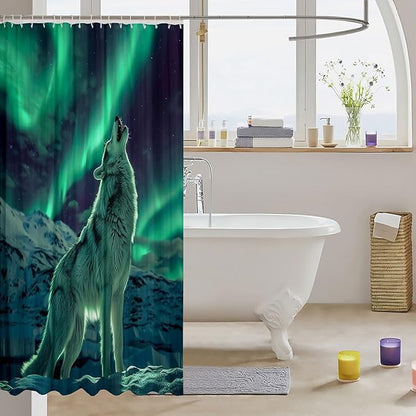 Feelyou Wolf Bath Curtain Wolves Howling Shower Curtain for Boys Girls Wolf Life Bathroom Shower Curtain Set Animal Wolves Kids Bathroom Accessories Boys Wolf 72"x72"