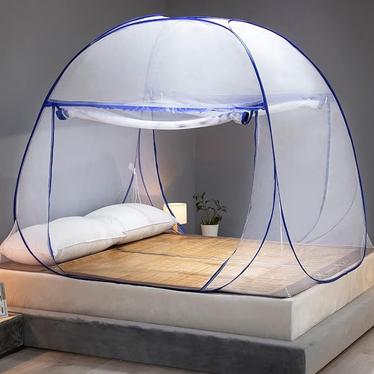Mosquito Net for Bed, Pop Up Camping Mosquito Net Portable Travel Mosquito Net Tent, Folded Size 17 inch Double Entry Bed Canopy for King Queen Size Bed (Folded 17 Inch, 71"x79"x59")