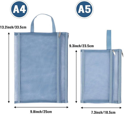 EOOUT 10 Pack Colored Mesh Zipper Pouch Bags, A5 Double-Layer Nylon Puzzle Organizers and Storage Building Block Board Game Storage Breathable Clear Zipper Bags for Office Home Games