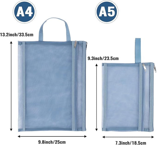 EOOUT 10 Pack Colored Mesh Zipper Pouch Bags, A5 Double-Layer Nylon Puzzle Organizers and Storage Building Block Board Game Storage Breathable Clear Zipper Bags for Office Home Games