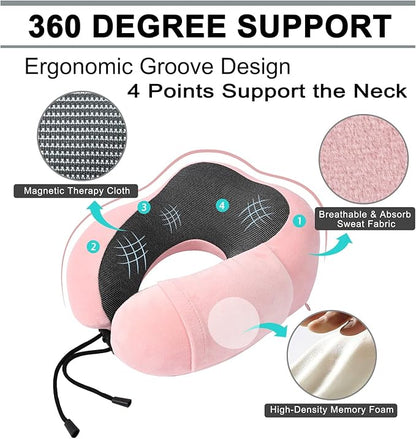 Travel Pillow and Blanket Set Neck Pillow Airplane Memory Foam for Traveling Compact with Bag Pink