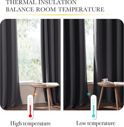 NICETOWN Grey Blcakout Curtains Total Shade Draperies, Heavy-Duty Full Light Shading Drapes with Same Color Liner Backing for Large Window（Gray, Package of 2 Panels, 52 inches Wide x 95 inches Long