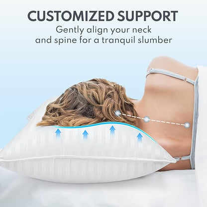 Queen Size Bed Pillow - Premium Down Alternative Cooling Pillows Set of 2 for Side, Back, and Stomach Sleepers Hotel Quality Fluffy Soft Microfiber Fill Breathable Skin-Friendly