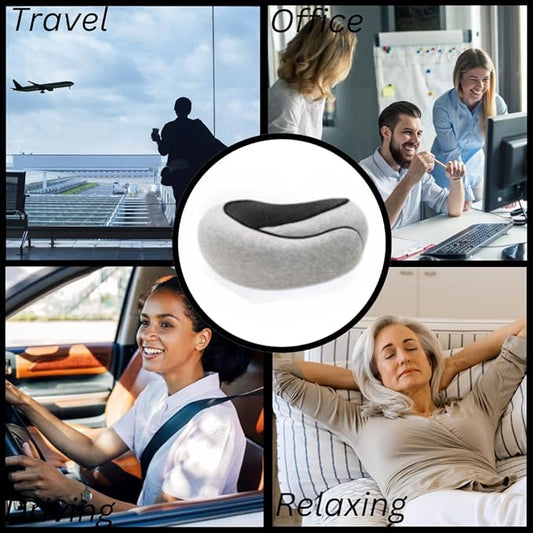 Memory Foam Neck Pillow for Travel, Adjustable Velcro Strap, Durable and Easy to Clean.Reduces Pressure Points and Promotes Better Alignment, Helping Prevent Neck Pain (Light Grey).