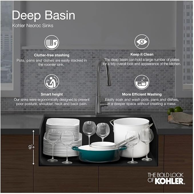 KOHLER K-8206-CM2 Cairn Sink, 33 in, Matte Brown