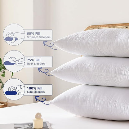 Shatex Extra Firm Pillow Queen Size 28 x 20 inch, Bed Pillow with Adjustable Insert Provides Stronger Support - for Back, Stomach & Side Sleepers.