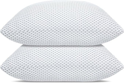 Shredded Memory Foam Pillows, Standard Size Bed Pillows for Sleeping 2 Pack,Washable Removable Cover,Pillows Suitable for Stomach,Back and Side Sleepers.