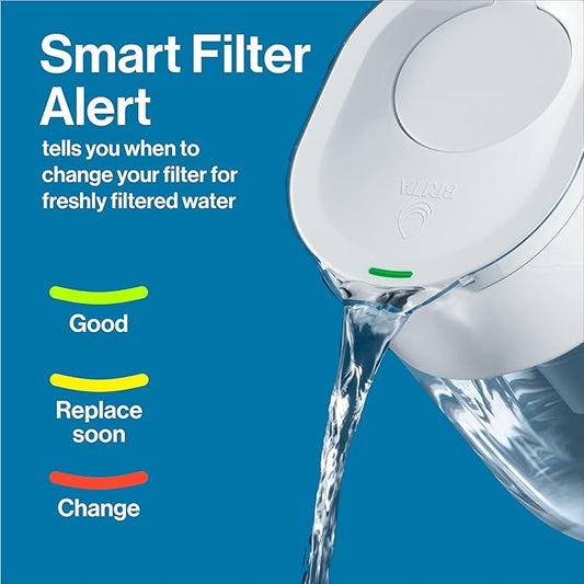 Brita Large Water Filter Pitcher for Tap and Drinking Water with SmartLight Filter Change Indicator, Includes 1 Standard Filter, BPA-Free, Lasts 2 Months, 10-Cup Capacity, Stretch Limo Black