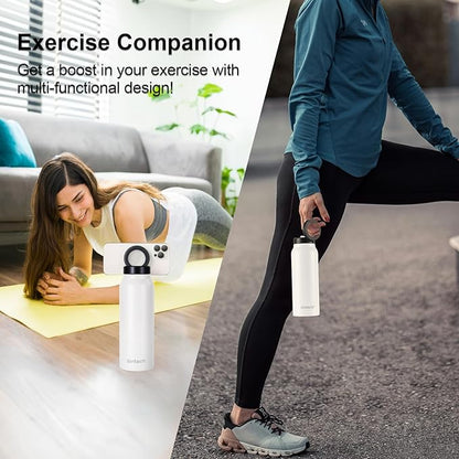 Insulated Water Bottle with Magnetic Phone Holder Compatible with MagSafe and iPhone, Stainless Steel Water Bottle Phone Mount For Sports Travel School, Hot 12H Cold 24H, 24oz (Black)