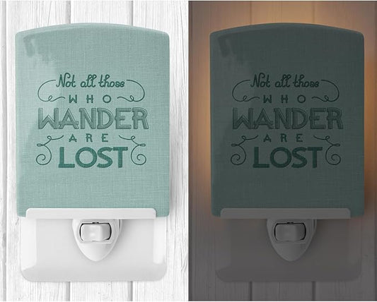 Caroline's Treasures BB5466CNL Not All Who Wander are Lost Ceramic Night Light Compact, UL-Certified, Ideal for Bedroom, Bathroom, Nursery, Hallway, Kitchen, 6x4x3, Multicolor