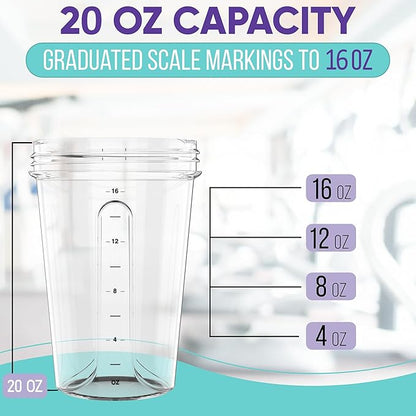 '-4 PACK- 20 OZ Protein Shaker Bottles for Protein Mixes, Shaker Cups for Protein Shakes, Small Shaker Bottle Pack, Shaker Cup, Shakers for protein Shakes (4 Small Transparent)