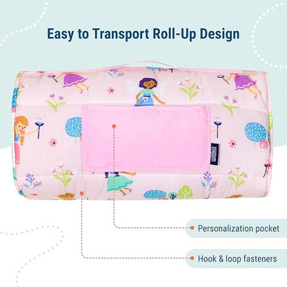 Wildkin Original Nap Mat with Reusable Pillow for Boys & Girls, Ideal for Sleepovers, Equipped with Hook & Loop Fastener, Made from Cotton Blend Materials - Nap Mat for Kids