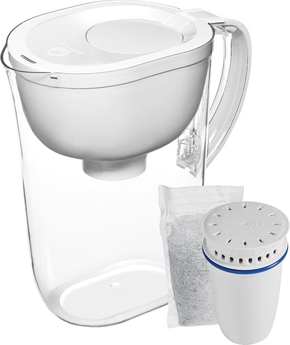 Brita Refillable Water Filtration System with Large 10 Cup Pitcher, Everyday, White, and 1 Refillable Filter