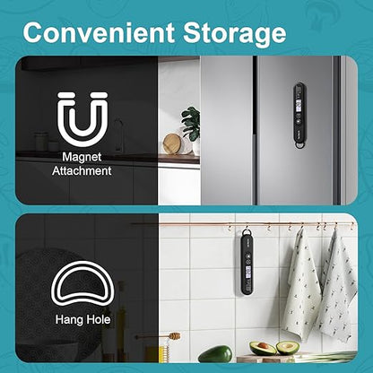 Ultrean Meat Thermometer Instant Read for Grill and Cooking, 3 Seconds Fast Precise Digital Food Thermometer with Backlight, Magnet, Foldable Probe