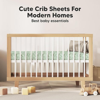 2-Pack Organic Crib Sheets for Boys, Girls - Jersey Fitted Crib Sheet, Baby Crib Sheets Neutral, Crib Mattress Sheet, Cotton Crib Sheets, Breathable Crib Sheet, Baby Mattress Sheets (DinoDood)