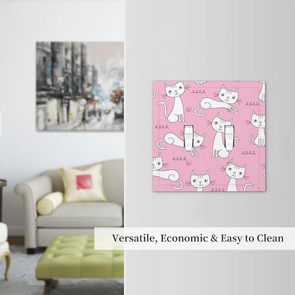 Cartoon Cute Cat Double Toggle Light Switch Covers 2 Gang Wall Plate Dual Decorative Switchplate Electrical Faceplate for Bathroom Country Kitchen Bedroom Decor, 4.9" x 5"