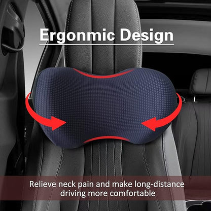 Memory Foam Car Headrest Pillow, Ice Silk Car Pillow for Driving Seat with Adjustable Strap, Breathable Removable Cover & Ergonomic Design - Softness Office Travel Car Neck Pillow(Purple, 1PC)