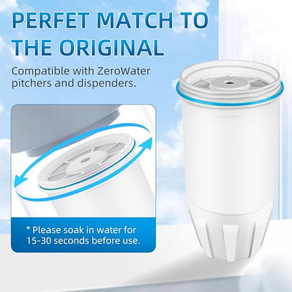 Water Filter Replacement for ZERO Pitchers and Dispensers ZR-001 ZR-017 ZD-010RP, Multi-Stage Filter System Reduce Lead, 0 TDS, 2 pack