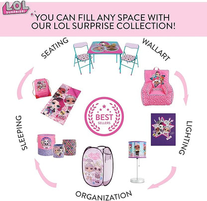 Idea Nuova LOL Surprise Pop Up Hamper, Pink with Durable Carry Handles, 21" H x 13.5" W X 13.5" L