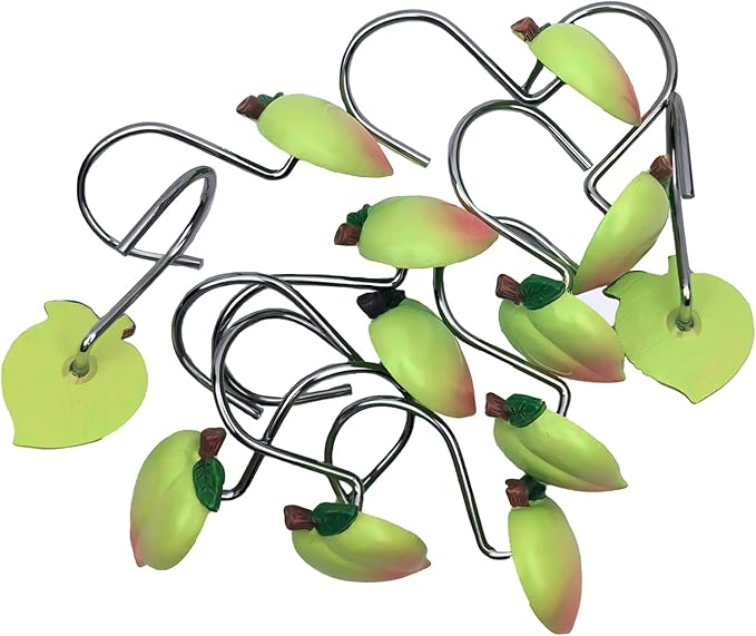 Shower Curtain Hooks, Kiwi Resin Hooks, Bathroom Shower Rod Decoration Set, 12 Pieces
