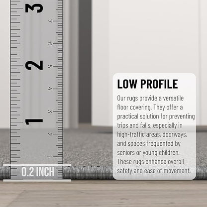 Machine Washable Modern Solid Design Non-Slip Rubberback 2x3 Traditional Area Rug for Entryway, Bedroom, Kitchen, Bathroom, 2'3" x 3', Gray