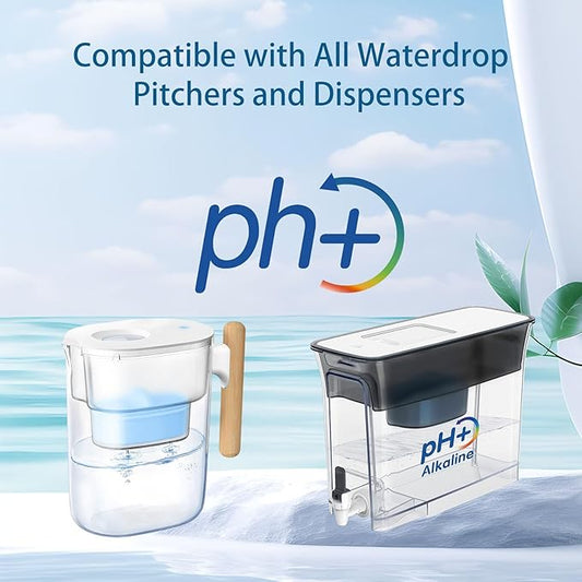 Replacement Alkaline Filters for All Waterdrop® Pitcher Filtration System, Fits Waterdrop® WD-PF-AL, Reduces PFAS, PFOA/PFOS, Chlorine, Last Up to 3 Months or 200 Gallons (Pack of 1)