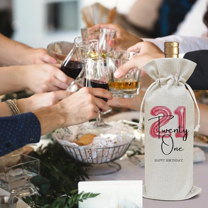 21st Birthday Gifts for Women Daughter Girlfriend Sister, 21 Year Old Birthday Gifts, 21st Birthday Gifts for Her, Birthday Party Favor Wine Bag Decoration Supplies, Wine Gifts for Women /02
