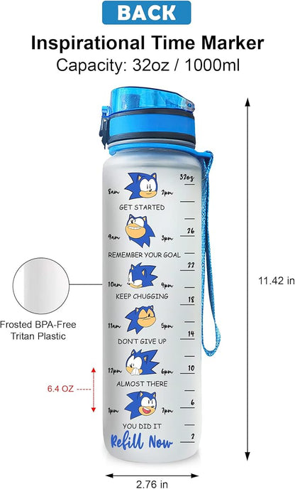 Funny Character Water Bottle with Time Marker, 32oz Motivational Water Bottle for Fitness Gym Outdoor