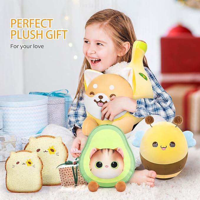Toast Bread Plush Pillow Cute Sliced Bread Stuffed Toy Pillows, Funny Food Bread Plushie Toy, Soft & Adorable Fun Decoration Toy, Wonderful Toy Gift for Kids & Adults