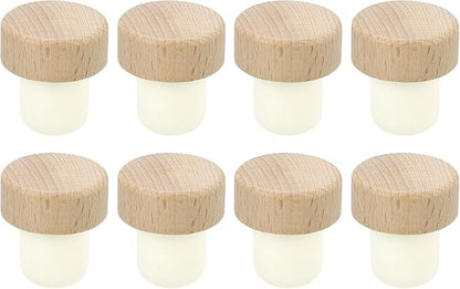 uxcell 8Pcs T-shaped Stoppers, 0.75inch Dia Cork Wine Stopper Reusable Wine Bottle Rubber Corks Sealing Plug for Wine Beer Beverage Bottle Crafts, Wood Color