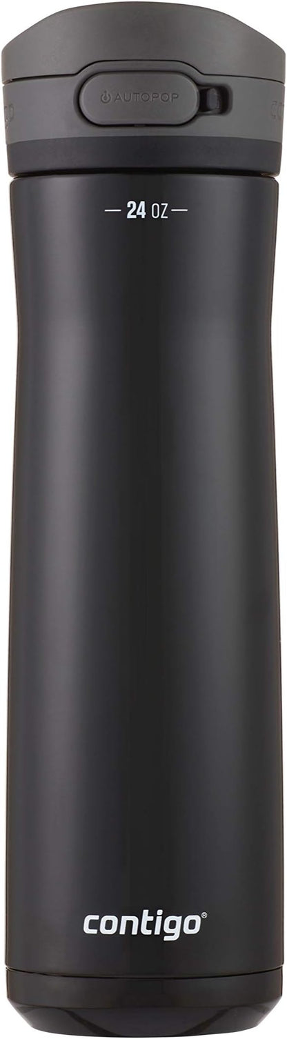 Contigo Jackson Chill 2.0 Stainless Steel Water Bottle with AUTOPOP Lid, 24oz, Licorice