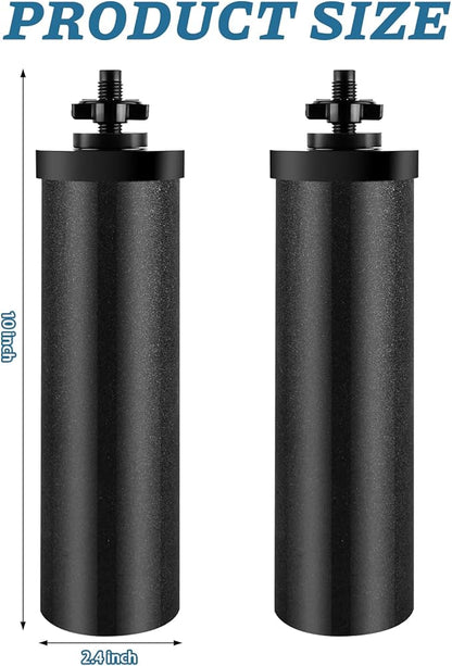 Water Filter Element Replacement for Berkey, Black Activated Carbon Filter Elements Reduce Greater Contaminant, Compatible with Berkey Travel, Royal, Crown Series Gravity-Fed Water Filters, Set of 2