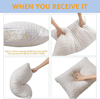 Shredded Memory Foam Pillow, Standard (1-Pack), Adjustable Bed Pillow for Side Back Stomach Sleepers,Comfy Cooling Pillow for Sleeping with Washable Cover…