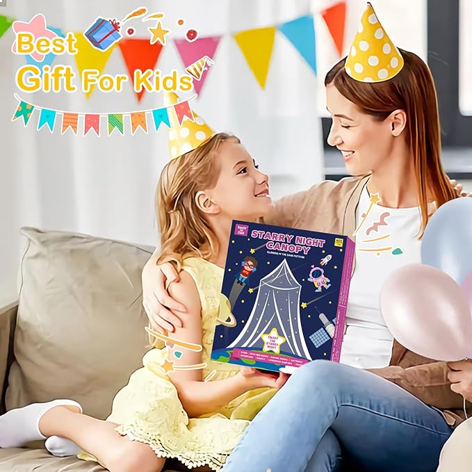 South to East Bed Canopy for Girls with Glowing Butterfly in The Dark, Beige Princess Bed Curtains for Girls Bed, Kids Bed & Toddler Bed, Twin, Full & Queen Bed, Mosquito Net Canopy for Girls Bedroom