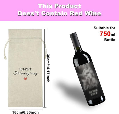 Friendship Gift for Best Friends Besties Wine Bags Friendsgiving Party Decors Friendsgiving Gift for Friends Thanksgiving Decors Happy Friendsgiving Burlap Wine Bottle Bag Graduation Christmas Gift
