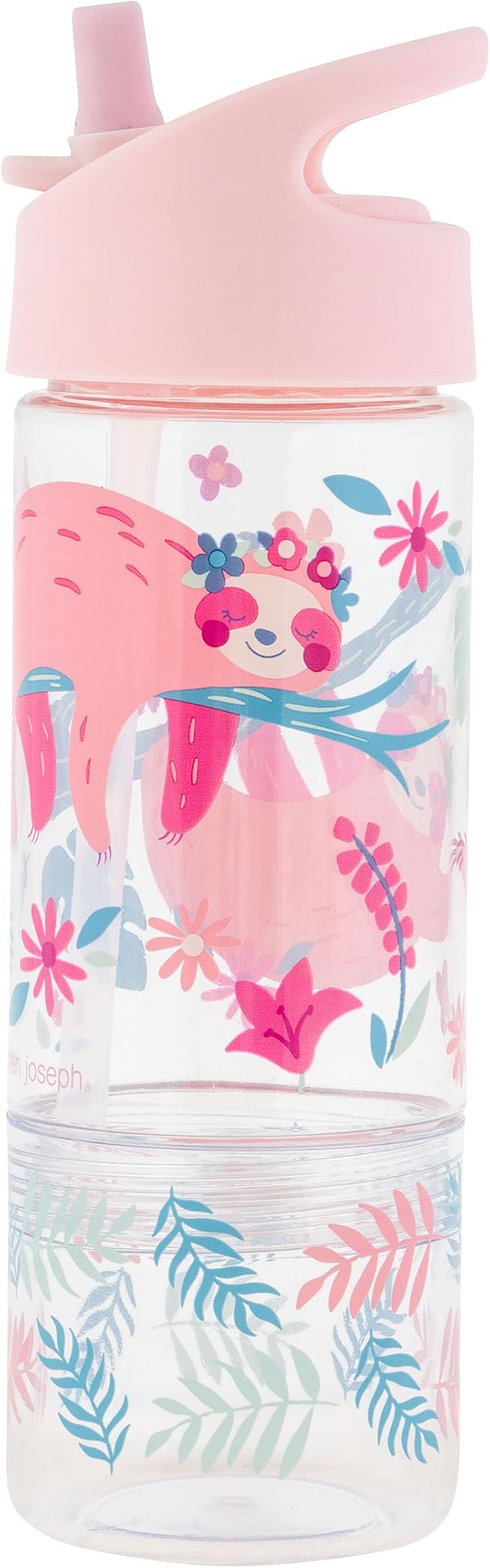 Stephen Joseph SIP and Snack Sloth Bottle Combo Bottle 350ml + Snack Cup 104ml, 2.5”x 8.25” (6.3cm x 2cm), Pink