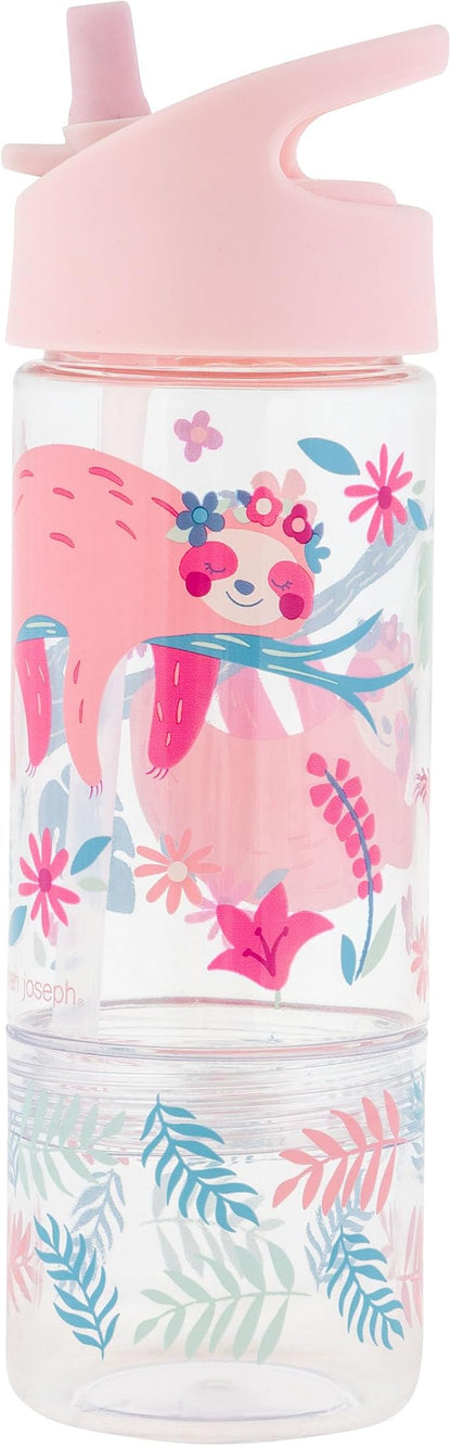 Stephen Joseph SIP and Snack Sloth Bottle Combo Bottle 350ml + Snack Cup 104ml, 2.5”x 8.25” (6.3cm x 2cm), Pink
