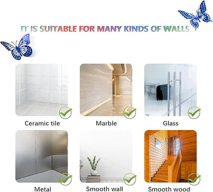 SAOROPEB Butterfly Wall Stickers, 48 Pcs 4 Styles 3 Sizes, Metallic Paper, Removable, Navy Blue, Art Deco Decor for Wall