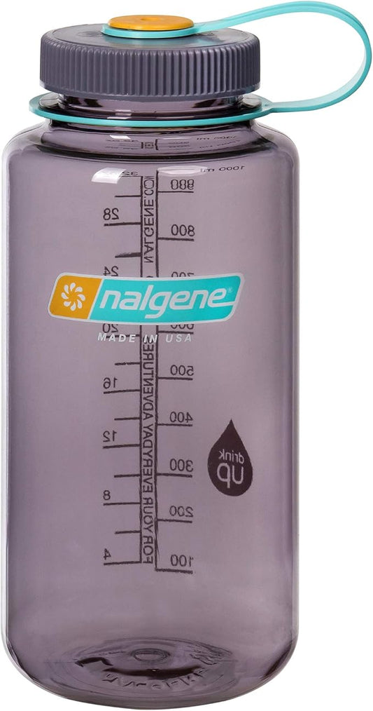 Nalgene Sustain Tritan BPA-Free Water Bottle Made with Material Derived from 50% Plastic Waste, 32 OZ, Wide Mouth, Aubergine
