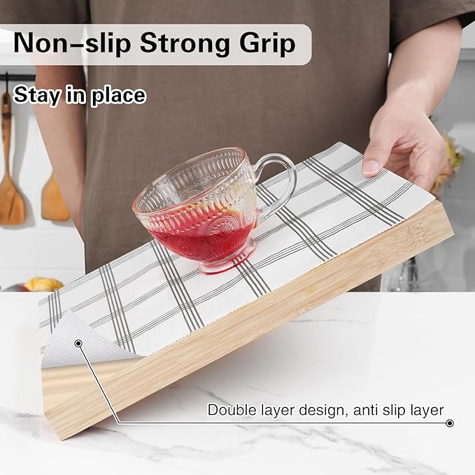 Shelf Liner,Drawer Liner for Kitchen Cabinet,18 in x 10 FT Cabinet Liners Non-Adhesive Non-Slip Contact Paper Waterproof Kitchen Liner Protect Desks, Cupboard with Knife and Tape Measure