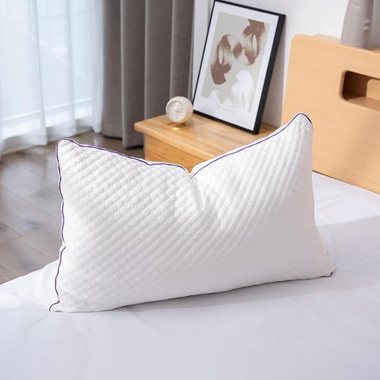 BPC Cooling Shredded Memory Foam Pillow Queen Size - Adjustable Medium Firm Pillow with Removable Cover Bed Pillows for Sleeping Side Stomach and Back Sleepers, CertiPUR-US