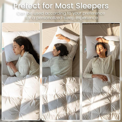 Alanzimo Goose Feather Down Pillows Extra Large Queen Size Set of 2, Luxury Soft Pillow for Sleeping, 600TC 100% Cotton Cover Hotel Collection Bed Pillows for Back, Stomach or Side Sleepers 20x30